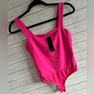 🆕Lulus Vibrant Pink Snap Close Tank Bodysuit
